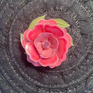 🌺Flower brooch Rare Lisner Metal Pink Flower Vintage 50's